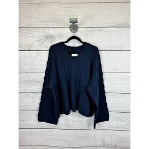 Old Navy Plus Size Navy Blue Chunky Knit V-Neck Sweater Size 3X